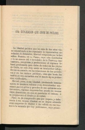 Una explicación que sirve de prólogo