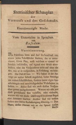 Einundzwanzigste Woche