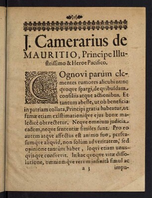 J. Camerarius de Mauritio...