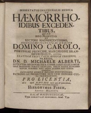 De Hæmorrhoidibus Excedentibus,