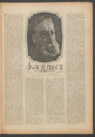 Anatole France : Crítico. - (Escrito expresamente para "Actualidades")