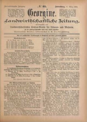 Zweiundsechzigster Jahrgang. No. 11. Insterburg, 15. März 1894.