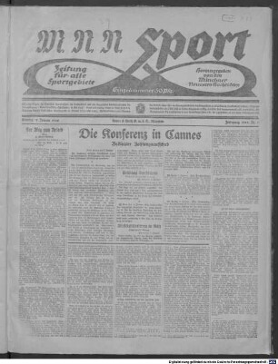 Münchner neueste Nachrichten. MNN-Sport : Zeitung für alle Sportgebiete, 1922, Nr. 1 - 2