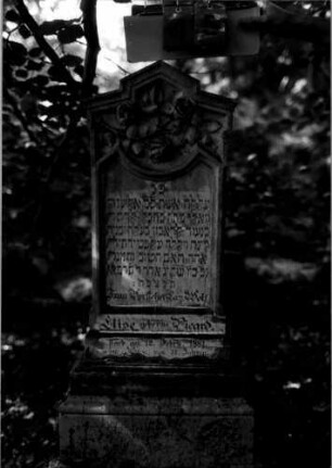 Grabstein 45 (Index: 100109274) Material: Marmor (?), Sockel Kalkstein (?) Zustand: leicht verwittert Maße HxBxT: 126x49x17 cm Beschreibung: Stele, getreppter Sockel, getreppter giebelartiger Abschluß mit schmaler Verdachung Symbolik: Rosen Steinmetz: Lubbart Steckborn: Grabstein 45