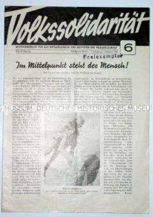 Mitteilungsblatt für Funktionäre der Volkssolidarität u.a. über den Zweijahrplan