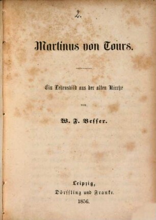 Martinus von Tours : ein Lebensbild aus der alten Kirche