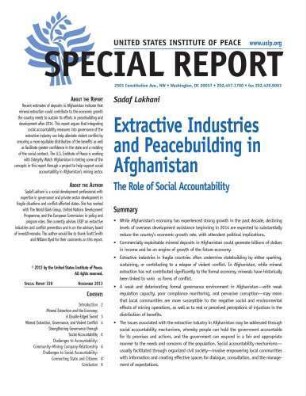 Extractive industries and peacebuilding in Afghanistan : the role of social accountability