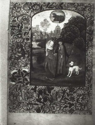 Monatsdarstellung April mit Randverzierung, Blatt 4v