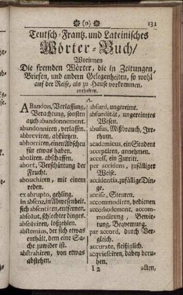 Teutsch-Franz. und Lateinisches Wörter-Buch