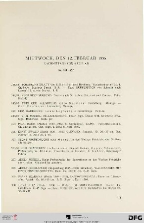 Mittwoch, den 12. Februar 1936. Nachmittags von 4 Uhr ab (Nr. 281-457)