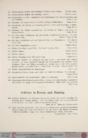 Arbeiten in Bronze und Messing (Nr. 234-363)