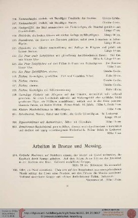 Arbeiten in Bronze und Messing (Nr. 234-363)
