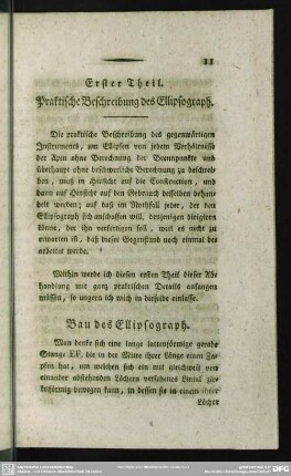 Erster Theil. Praktische Beschreibung des Ellipsograph