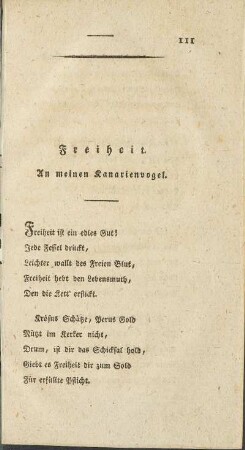 Freiheit. An meinen Kanarienvogel