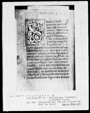 Psalterium mit Kalender — Initiale S (alvum me fac), Folio 63verso