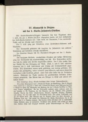 IV. Einmarsch in Belgien mit der 2. Garde-Infanterie-Division