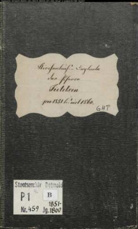 Kirchenbuchduplikat der katholischen Gemeinde Tietelsen, Kreis Höxter (GHT 1851-1860). (Gemeinde: Katholische Gemeinde Tietelsen)