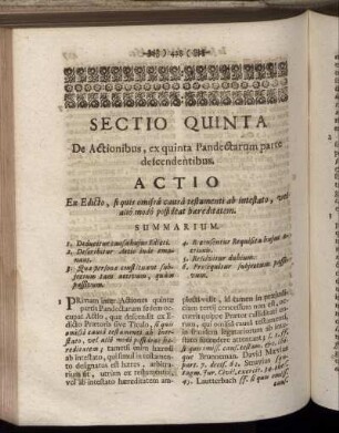 Sectio Quinta De Actionibus, ex quinta Pandectarum parte descendentibus.