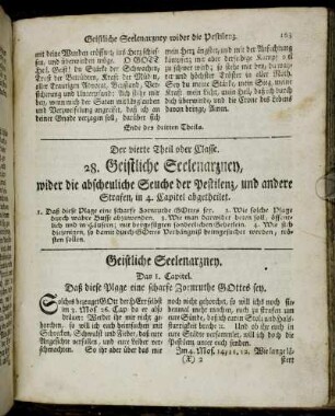Der vierte Theil oder Classe. 28. Geistliche Seelenarzney, wider die abscheuliche Seuche der Pestilenz, und andere Strafen, in 4. Capitel abgetheilet.