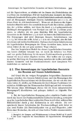 § 2. Über Anwendungen der hyperbolischen Geometrie des Raumes auf lineare Substitutionen.