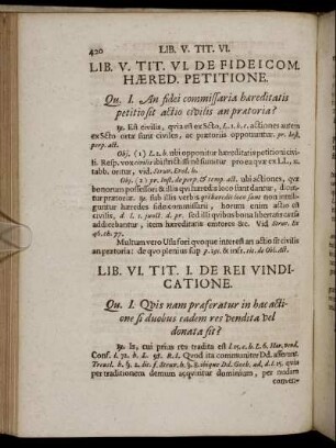 Lib. VI. /Tit. I. De Rei Vindicatione. - Tit. III. Si Ager Vectigalis i.e. Emphiteuticarius Petatur.