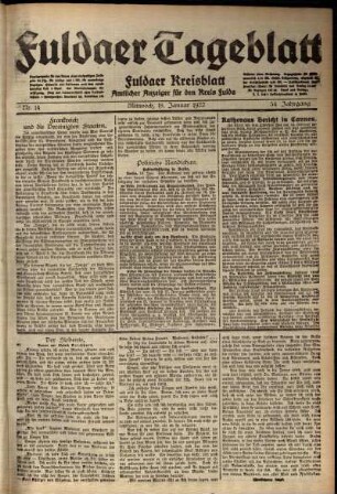 Ausgabe vom Mittwoch, den 18. Januar 1922.