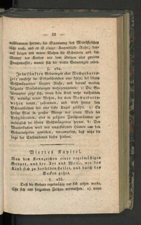 Viertes Kapitel. Von den Kennzeichen einer regelmäßigen Geburt, ...