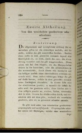 Zweite Abtheilung. Von den venerischen Geschwüren oder Schankern.
