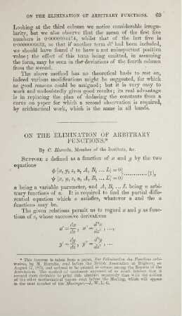 On the eliminations of arbitrary functions.