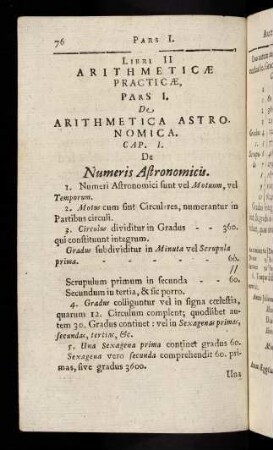 76-91, Pars I: De Arithmetica Astronomica sive Logistica