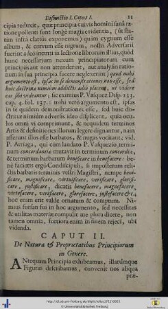 Caput II. De Natura et Proprietatibus Principiorum in Genere.