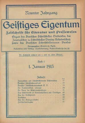 Heft 7 (1. Januar 1913)
