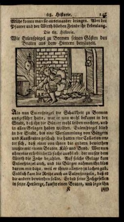 Die 68. Historie. Wie Eulenspiegel in Bremen seinen Gästen den Braten aus dem Hintern beträufelt