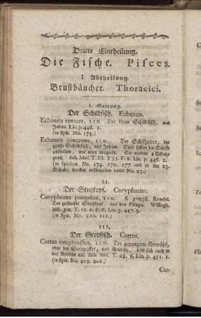 Dritte Eintheilung. Die Fische. Pisces.