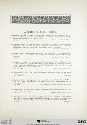 Arbeiten in Leder, Textilien (Nr. 418-441)