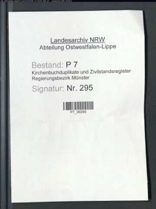 Zivilstandsregister der Munizipalität Altschermbeck (T 1813). (Gemeinde: Altschermbeck, Kreis Recklinghausen)