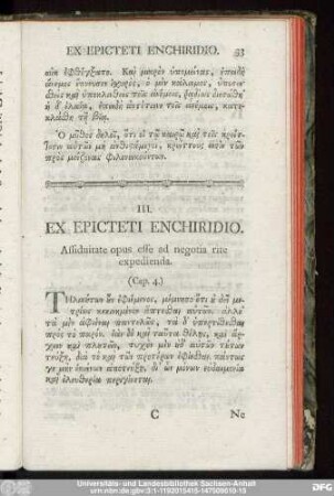 III. Ex Epicteti Enchiridio.