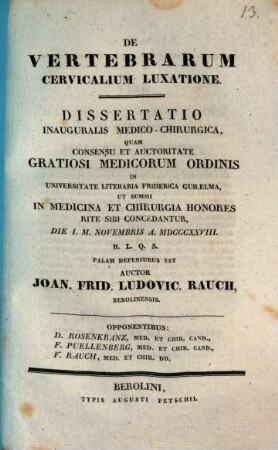De vertebrarum cervicalium luxatione : diss. inaug. med. chir.