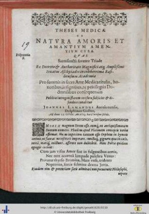 X. De Natura Amoris et Amantium.