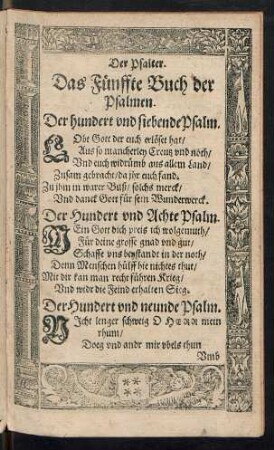 Das Fünffte Buch der Psalmen.