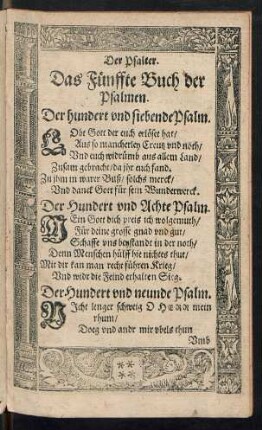 Das Fünffte Buch der Psalmen.