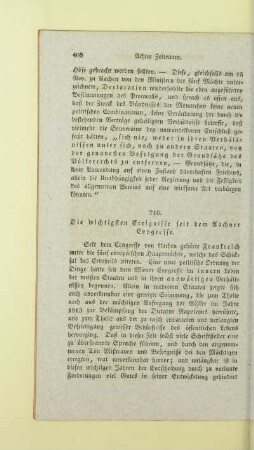 Die wichtigsten Ereignisse seit dem Aachner Congresse