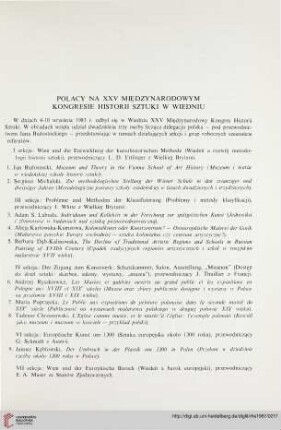Polacy na XXV Międzynarodowym Kongresie Historii Sztuki w Wiedniu