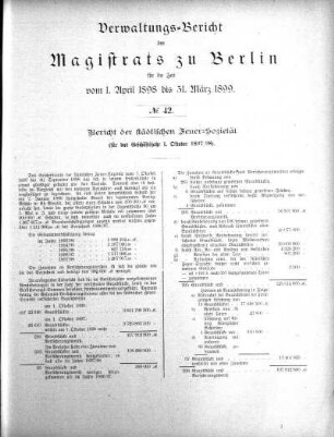 No. 42. Bericht der städtischen Feuer-Sozietät