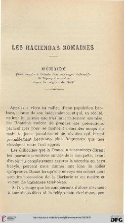 Sér. 4: Les haciendas romaines : mémoire pour servir à l'étude des ouvrages défensifs de l'époque romaine dans la région de Sétif