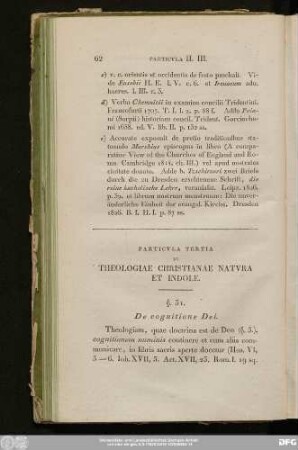 Particula Tertia De Theologiae Christianae Natura Et Indole.