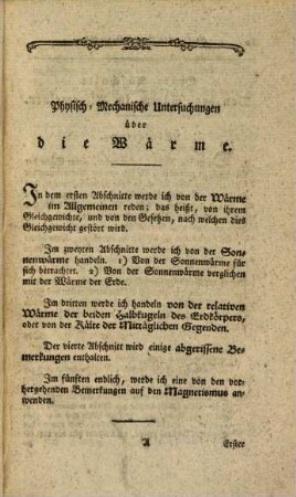 Physisch-mechanische Untersuchungen über die Wärme