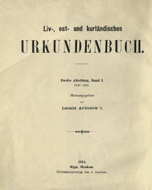 Liv-, est- und kurländisches Urkundenbuch : nebst Regesten. 2. Abteilung, 1506-1510