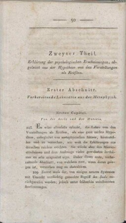 Zweyter Theil. Erklärung der psychologischen Erscheinungen, abgeleitet aus der Hypothese von den Vorstellungen als Kräften.