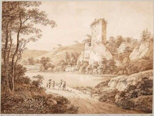 Die Burgruine in Rechenberg (Rechenberg-Bienenmühle) an der Freiberger Mulde im Erzgebirge